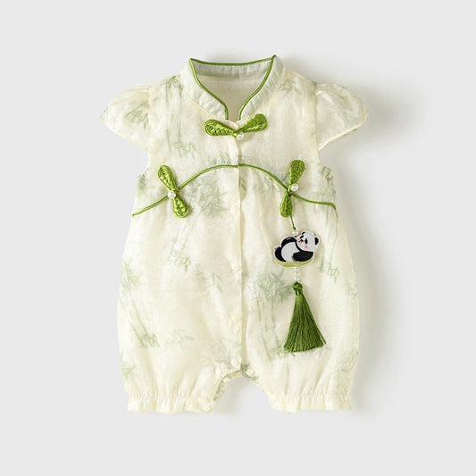 Short sleeved baby jumpsuit