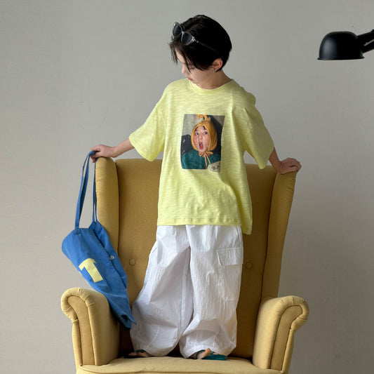 Boys' summer pure cotton short sleeved T-shirt