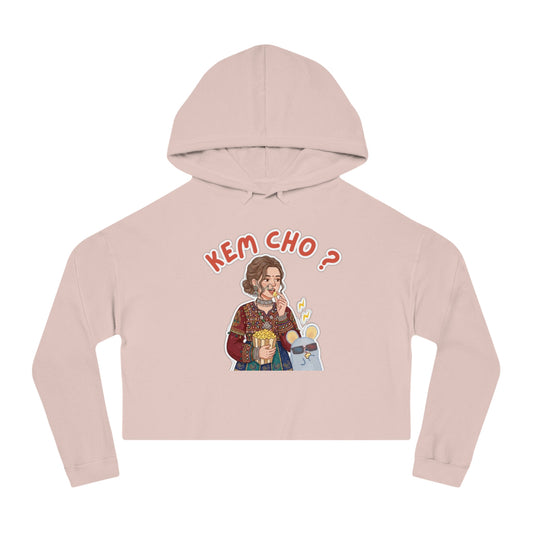 Cropped Hoodie — 'Kem Cho?' Gujarati Girl Illustration, Fun Ethnic Indian Style