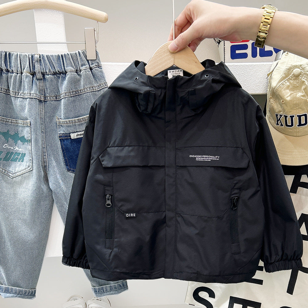 Boy's Hooded Jacket Stylish Casual Windbreaker Kids Jacket Trendy