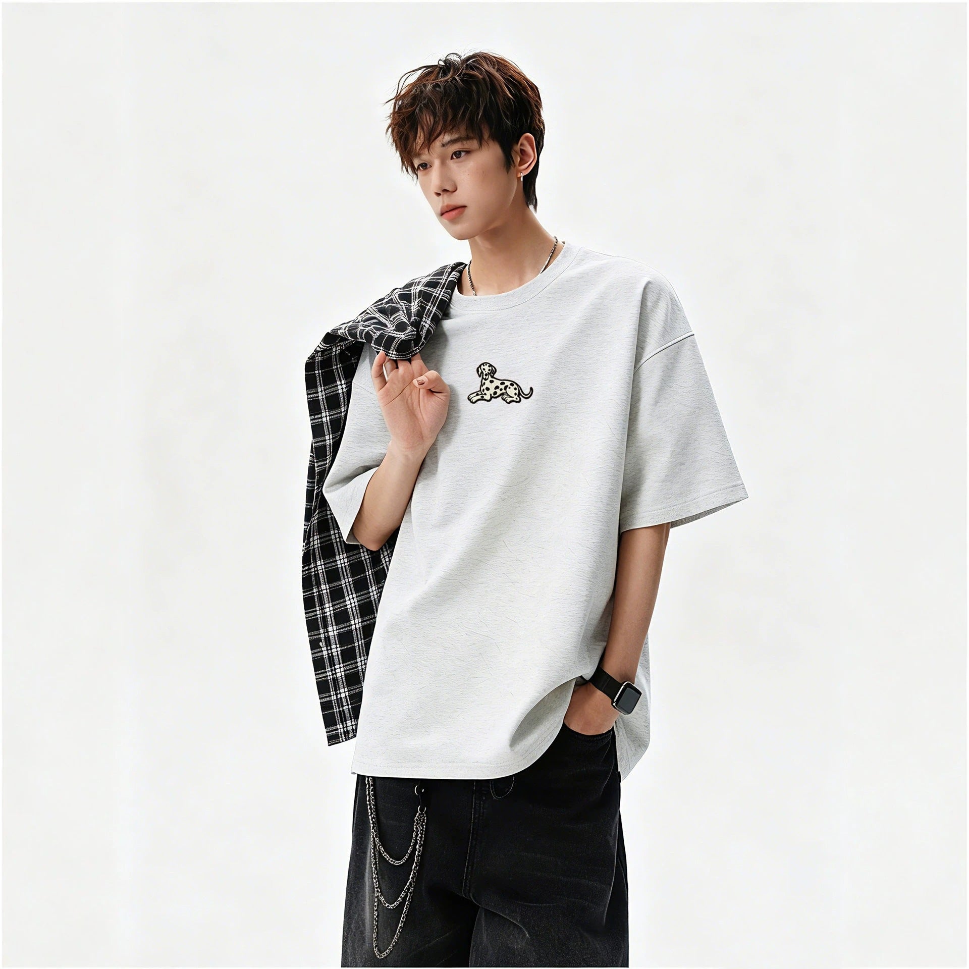 Men's Casual Sporty Short Sleeve High Street Round Neck Couple T-Shirt