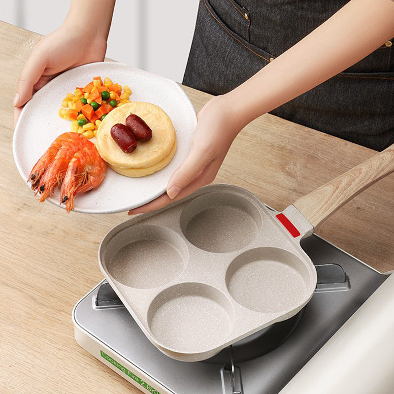 Machine à burger aux œufs sur le plat, Poêle antiadhésive, Casserole ménagère à quatre trous pour le petit-déjeuner, Outil divin pour les œufs sur le plat, Poêle à crêpes