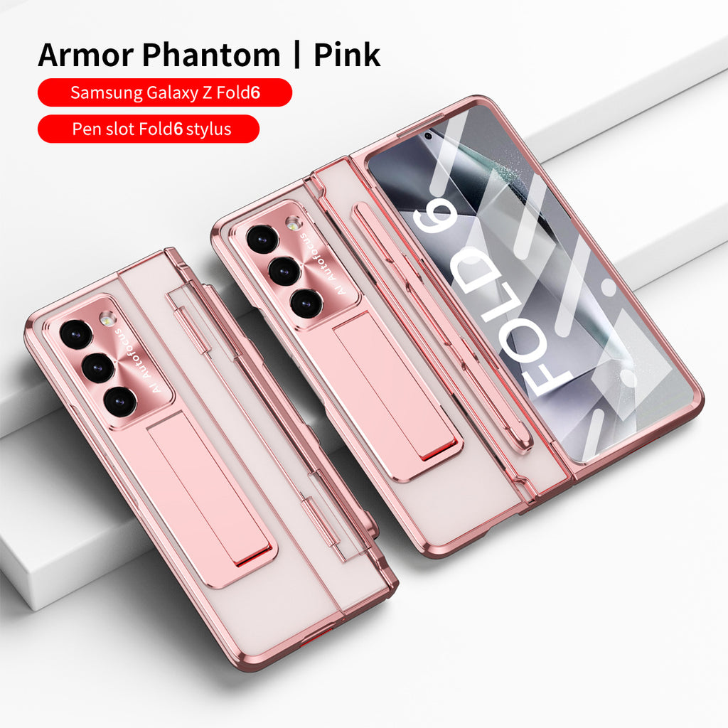 Coque de téléphone Samsung Z Fold 6 FOLD5 charnière plate avec emplacement pour stylet, coque de protection W23 avec film d'objectif galvanisé