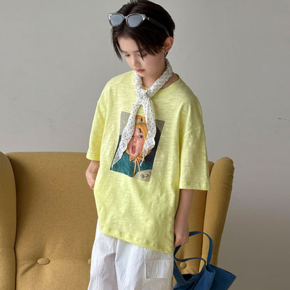Boys' summer pure cotton short sleeved T-shirt