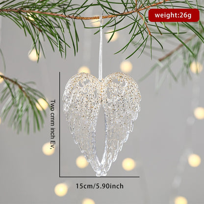 New Christmas Decoration Glitter Acrylic Pendant Transparent Powder Snowflake Charm for Christmas Tree Decoration