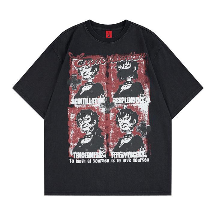 Anime character printed short sleeved T-shirt