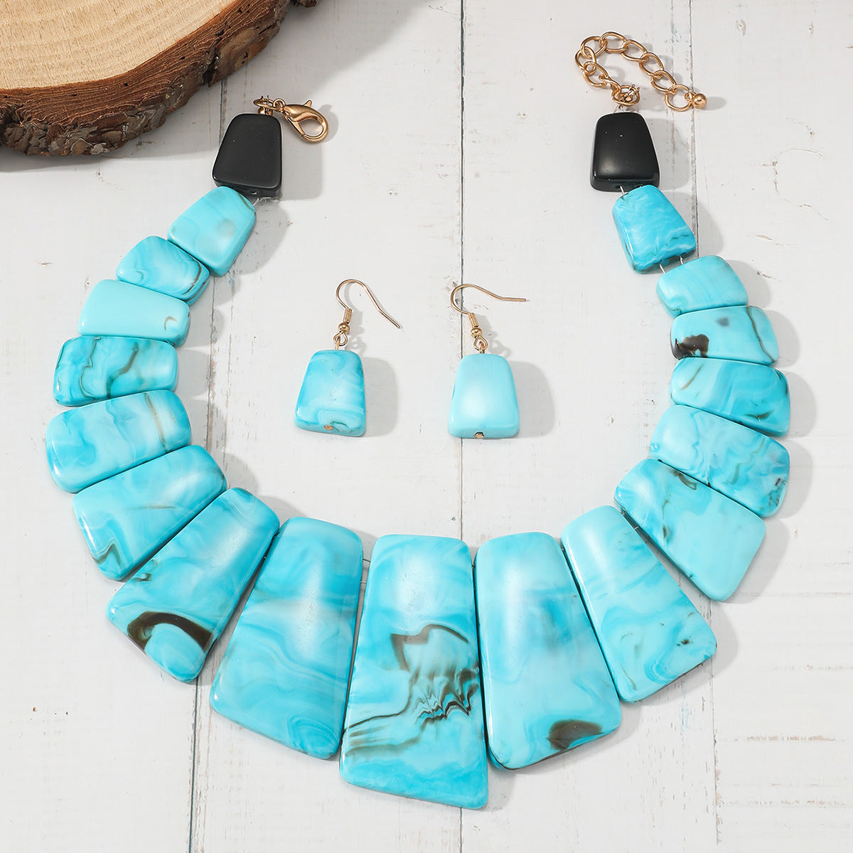 Three piece set with collarbone chain necklace and earrings for women
