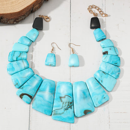 Three piece set with collarbone chain necklace and earrings for women