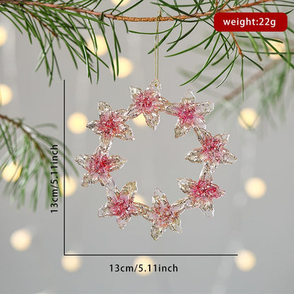 New Christmas Decoration Glitter Acrylic Pendant Transparent Powder Snowflake Charm for Christmas Tree Decoration