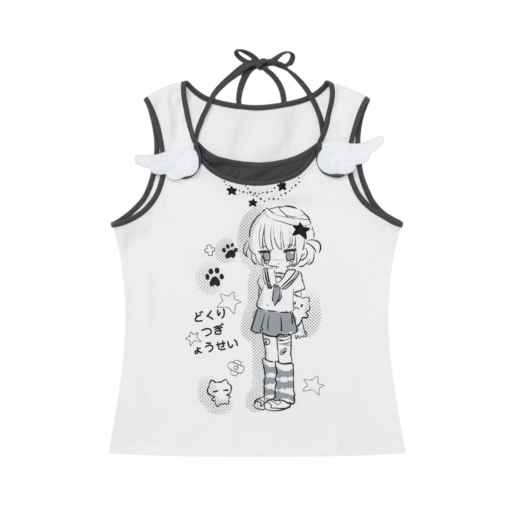 Anime Cartoon Neck Suspender Vest Female