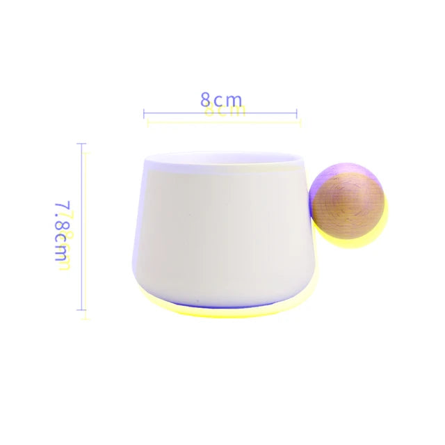 Ensemble tasse et soucoupe à café en céramique Tasses à expresso Poignée en bois de luxe léger Tasse à thé l'après-midi Tasses originales pour femmes Cadeaux de couple