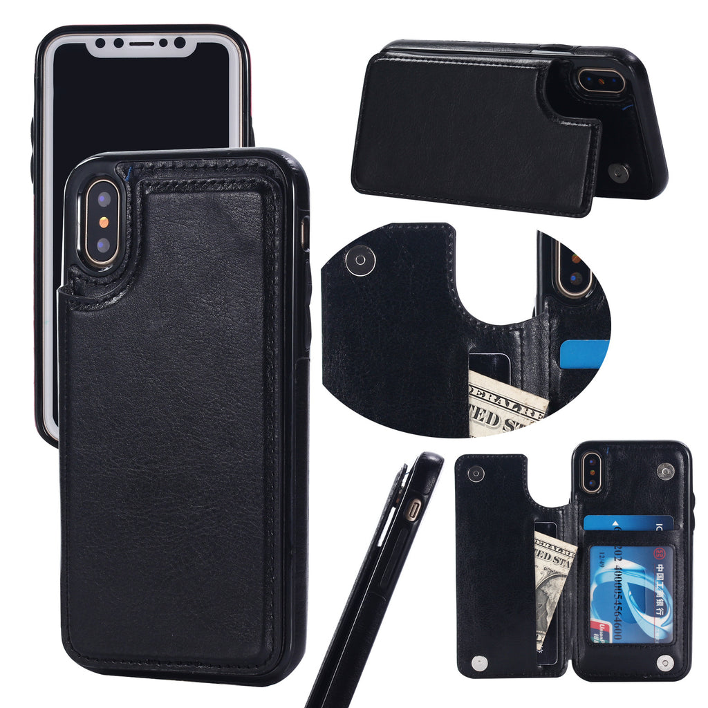 Suitable for iPhone 15 leather case with crazy horse pattern Apple 13PRO phone case flip cover card insertion protective cover