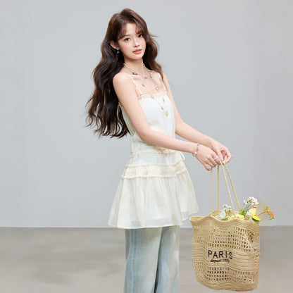 Lyocell Lace Trimmed Strap Dress Summer Design Layering Sleeveless Dress