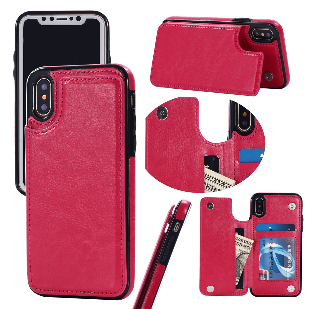 Suitable for iPhone 15 leather case with crazy horse pattern Apple 13PRO phone case flip cover card insertion protective cover