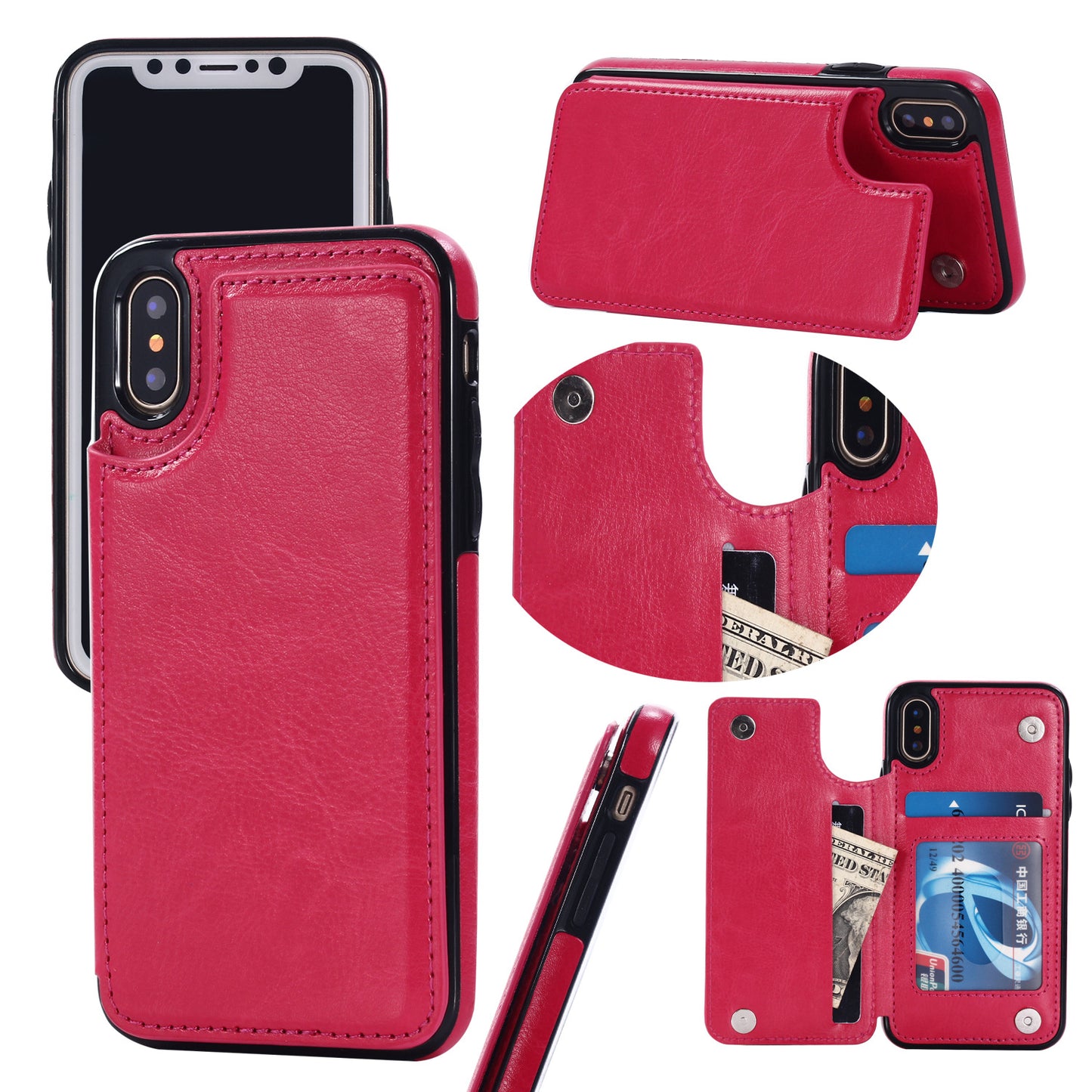Suitable for iPhone 15 leather case with crazy horse pattern Apple 13PRO phone case flip cover card insertion protective cover