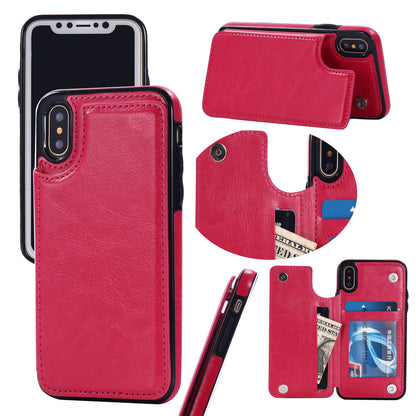 Suitable for iPhone 15 leather case with crazy horse pattern Apple 13PRO phone case flip cover card insertion protective cover