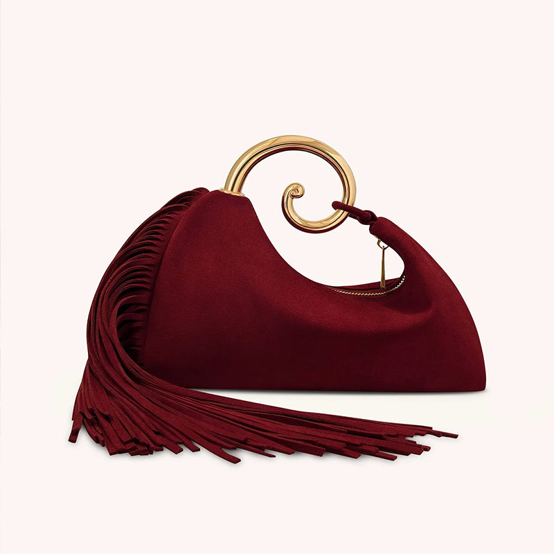 Copy of Vintage Winter Women's Bag - Fashionable Synthetic Suede Purse with Leather Tassels, Elegant Outdoor Travel Bag
