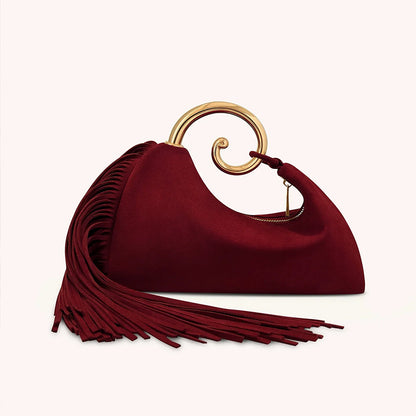 Copy of Vintage Winter Women's Bag - Fashionable Synthetic Suede Purse with Leather Tassels, Elegant Outdoor Travel Bag