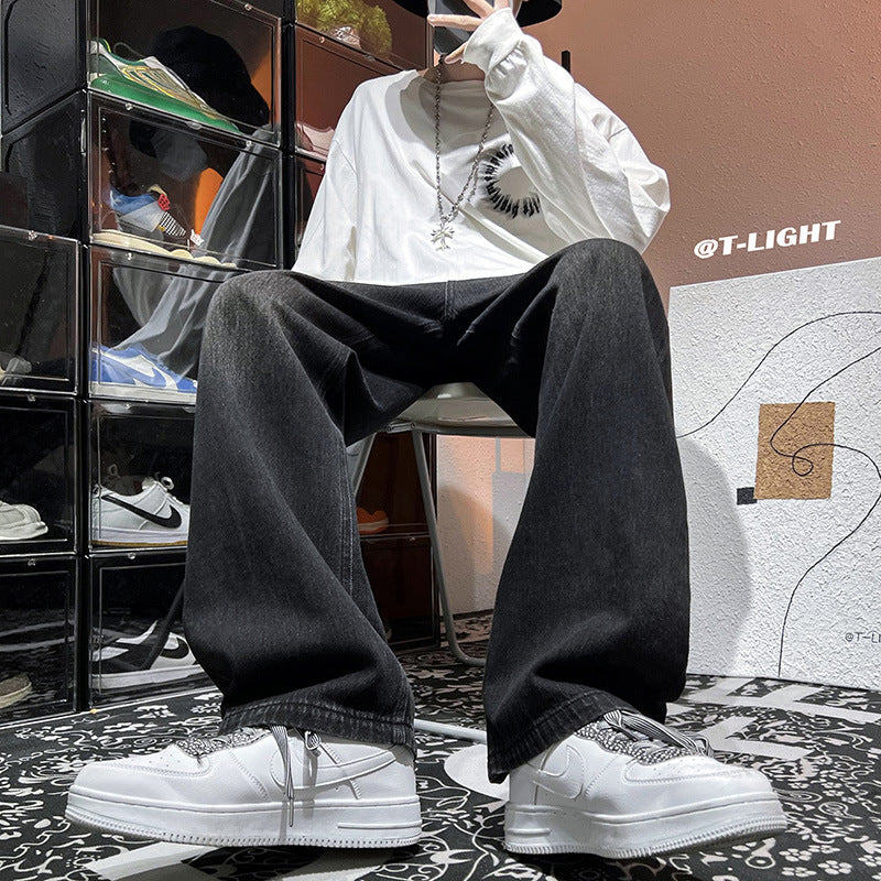 Jeans noirs pour homme, style old-school