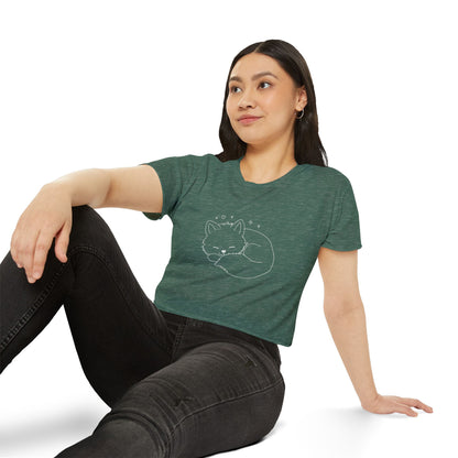Cute Cat Crop Top — Pink Minimal Swirl Back Graphic