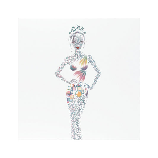 Fashion Silhouette Car Magnet — Colorful Abstract Dress Art
