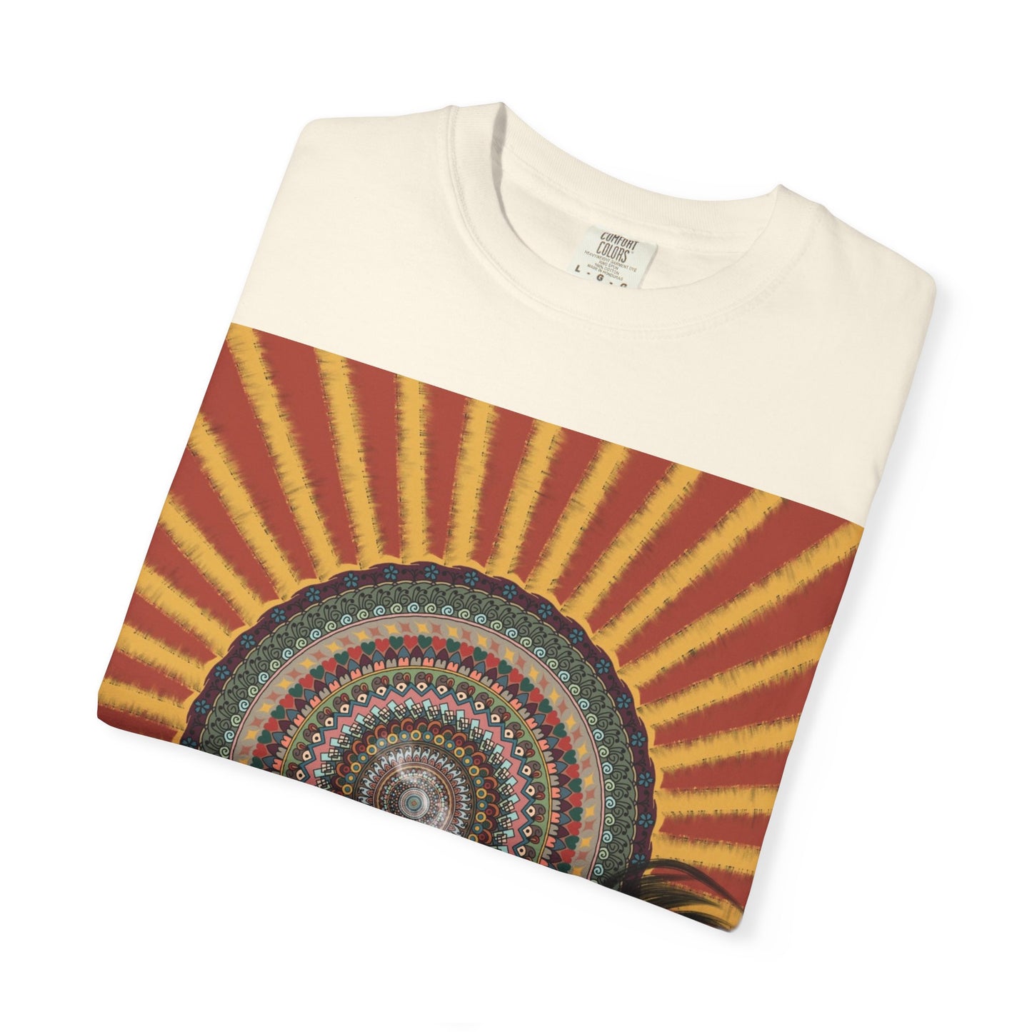 Sunburst Mandala T-shirt | Retro Radiant Spiral Graphic