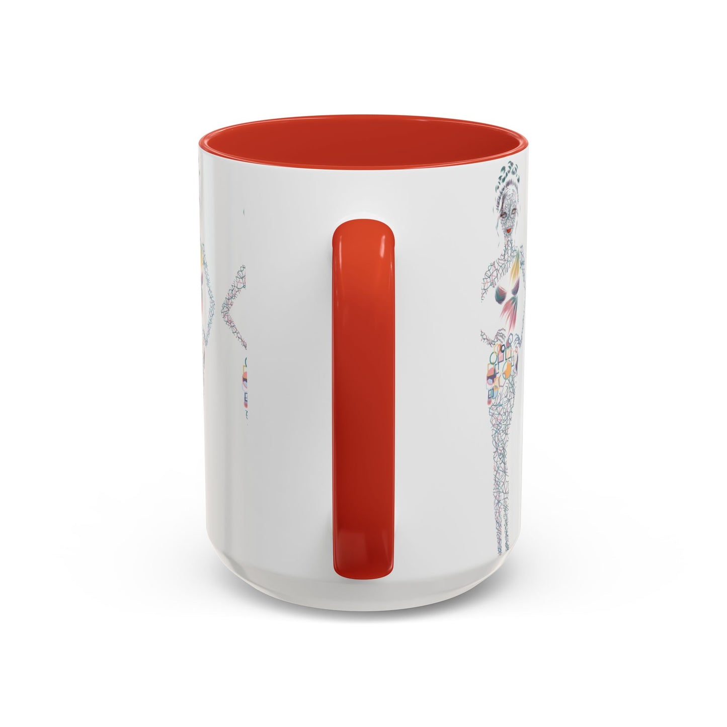 Fashion Illustration Accent Coffee Mug - Chic Floral Dress Sketch (11/15oz)