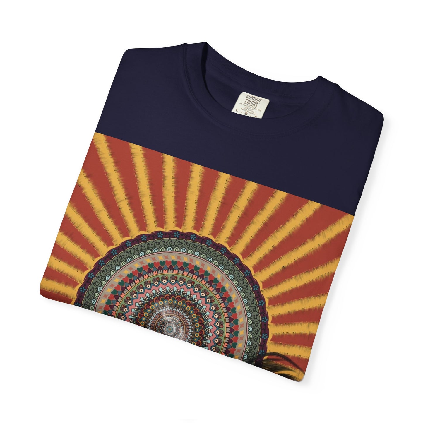 Sunburst Mandala T-shirt | Retro Radiant Spiral Graphic