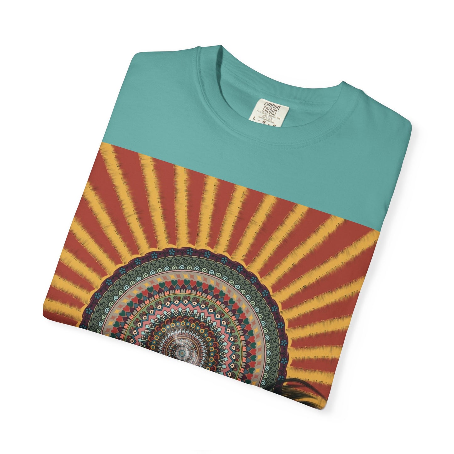 Sunburst Mandala T-shirt | Retro Radiant Spiral Graphic