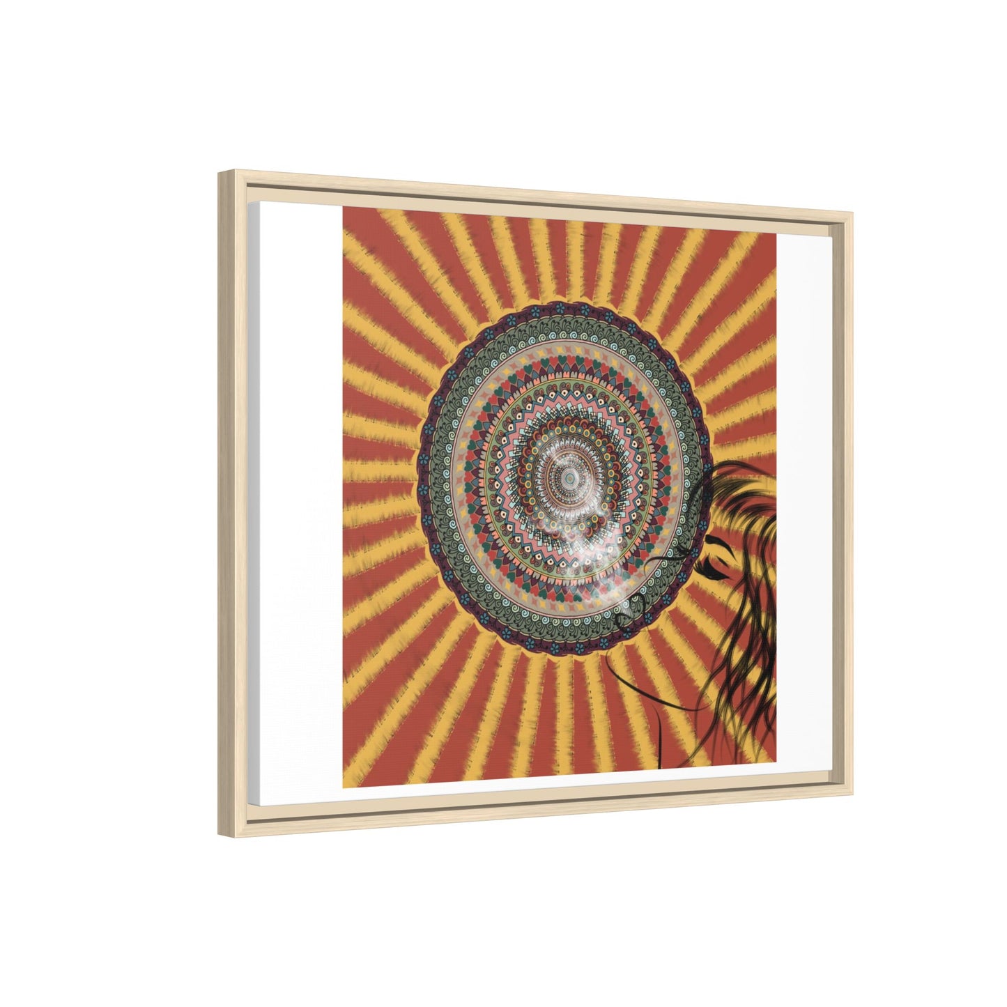 Psychedelic Mandala Sunburst Matte Canvas Framed