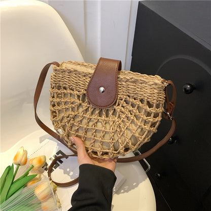Straw woven bag women's beach bag crossbody shoulder bag armpit saddle bag