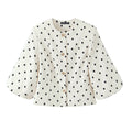 Elegant polka dot shaped button up sleeve suit jacket