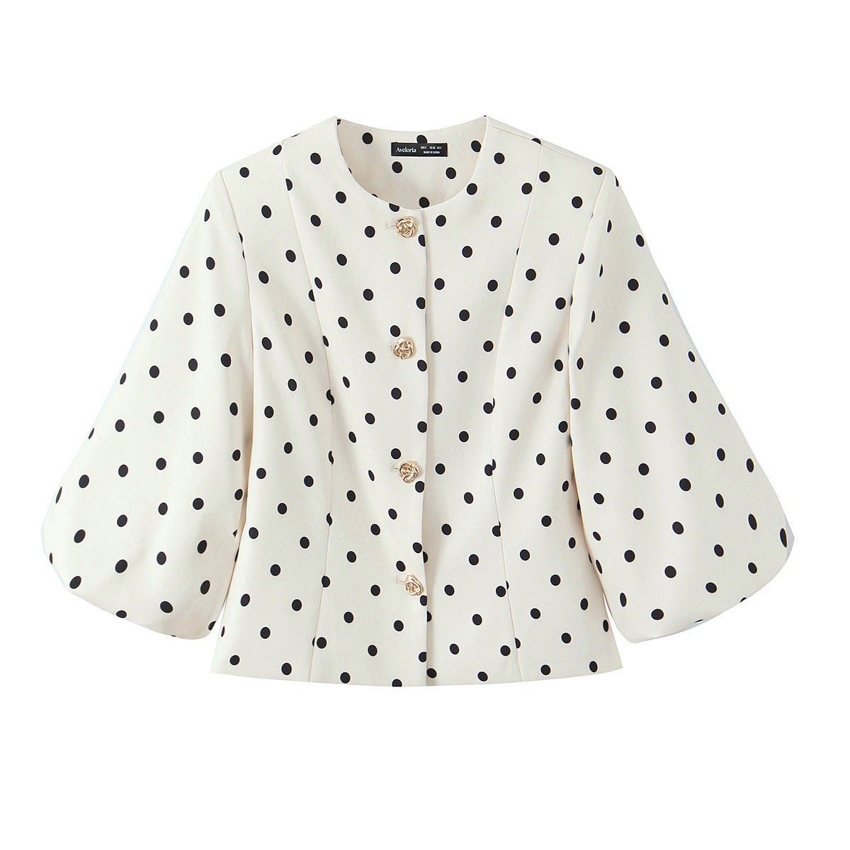 Elegant polka dot shaped button up sleeve suit jacket