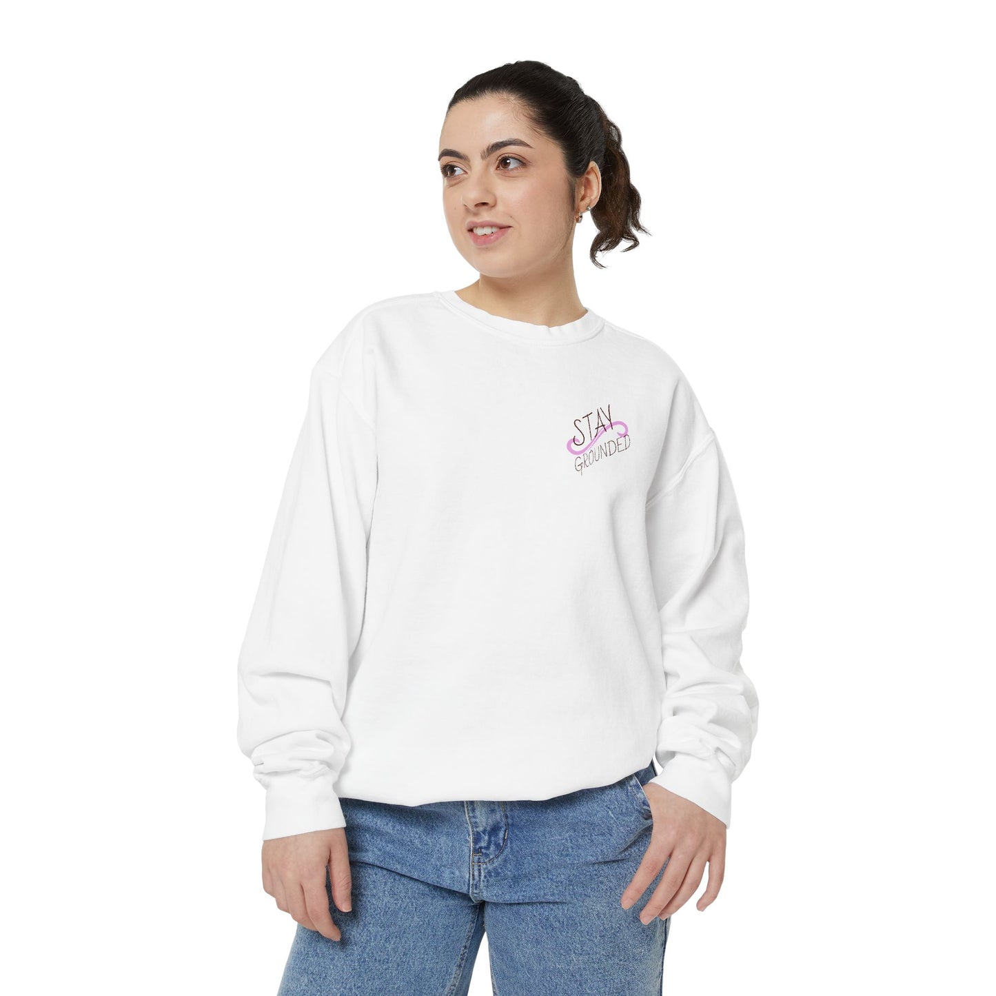 Stay Grounded Cute Cat  Sweatshirt — Women's Casual Crewneck