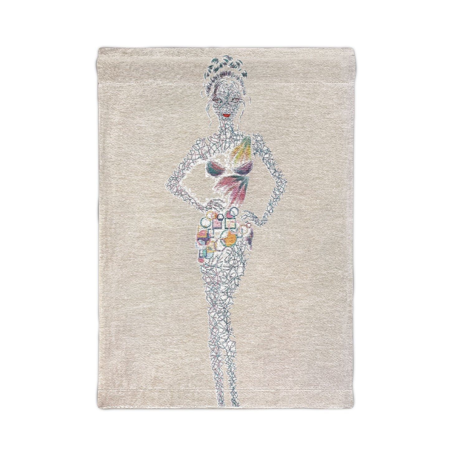Woven Wall Tapestry — Abstract Mosaic Fashion Silhouette