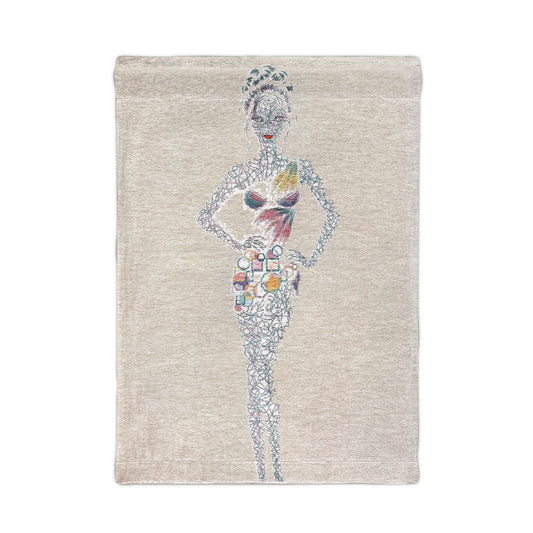 Woven Wall Tapestry — Abstract Mosaic Fashion Silhouette