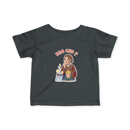 Infant Tee — "Kem Cho?" Gujarati Baby Shirt with Cute Mom & Kid Illustration