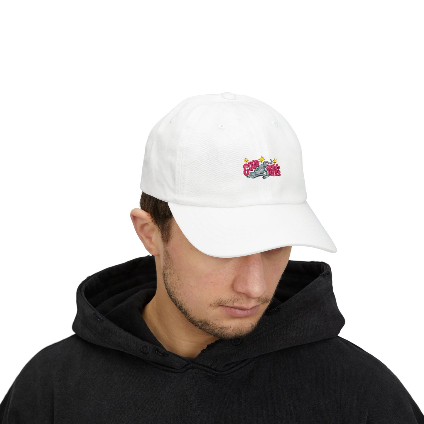 Dad Cap — 'Good Vibes' Embroidered White Baseball Hat