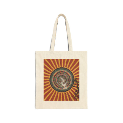 Vintage Sunburst Spiral Tote Bag – Retro Boho Cotton Canvas Market Bag
