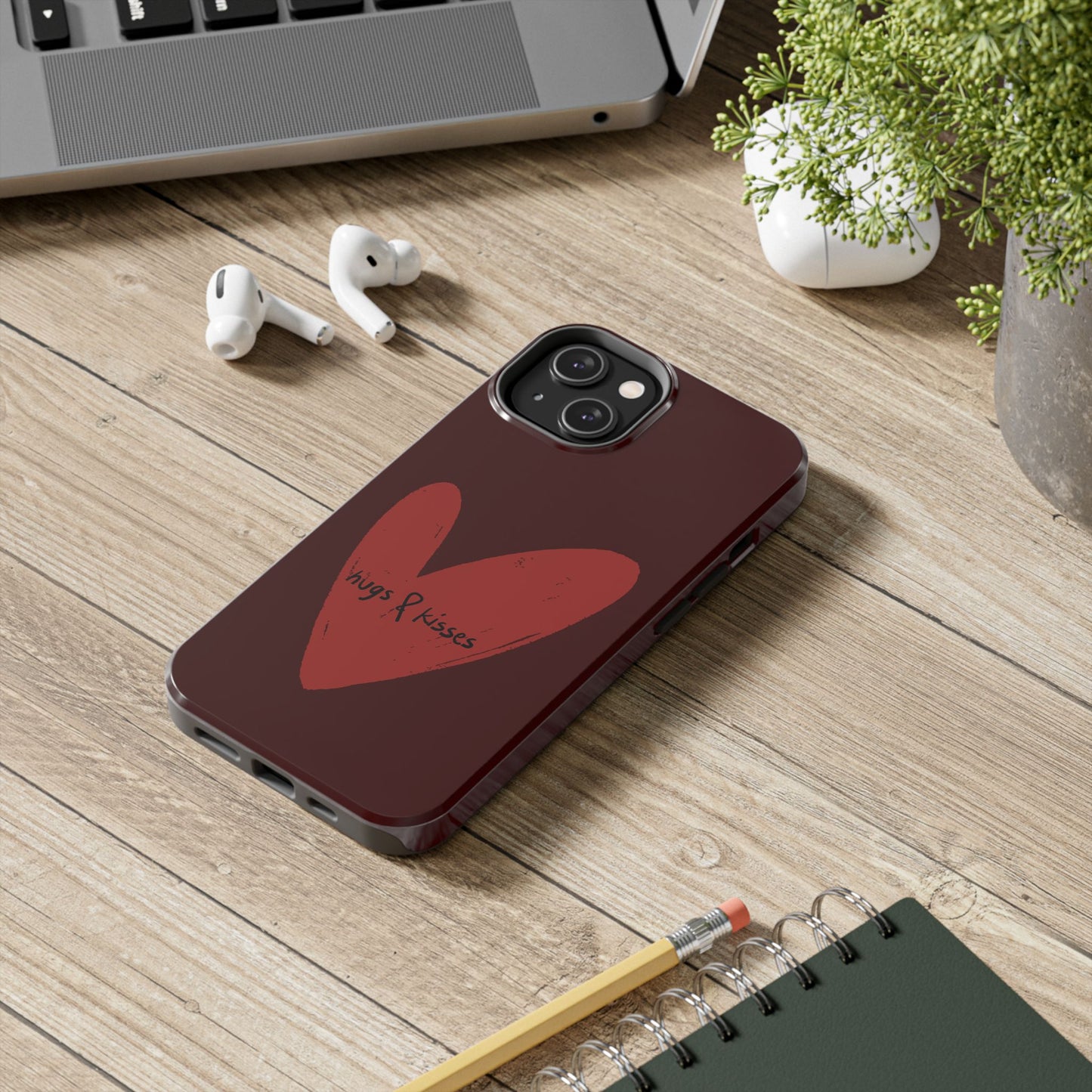 Hugs & Kisses Heart Tough Phone Case