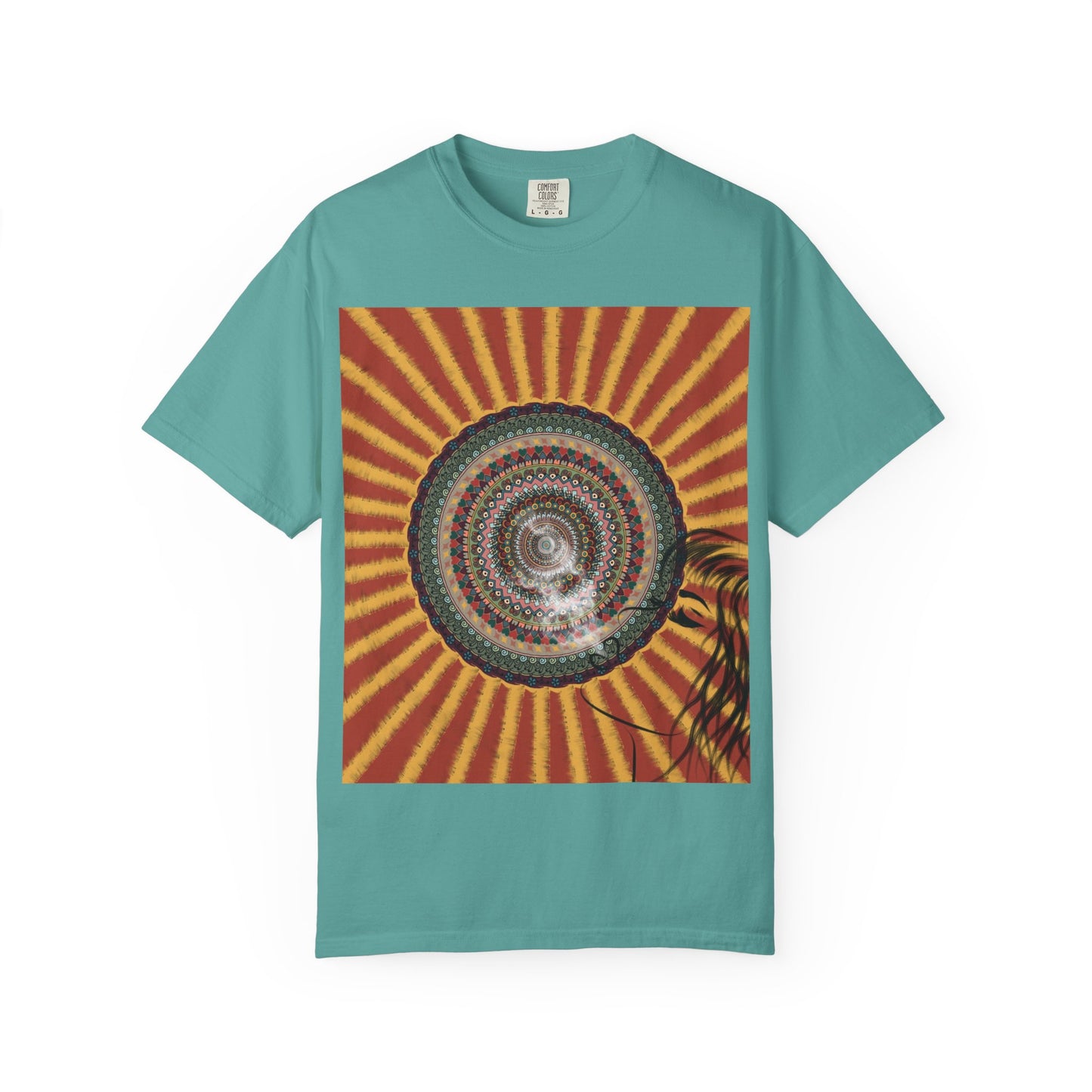 Sunburst Mandala T-shirt | Retro Radiant Spiral Graphic