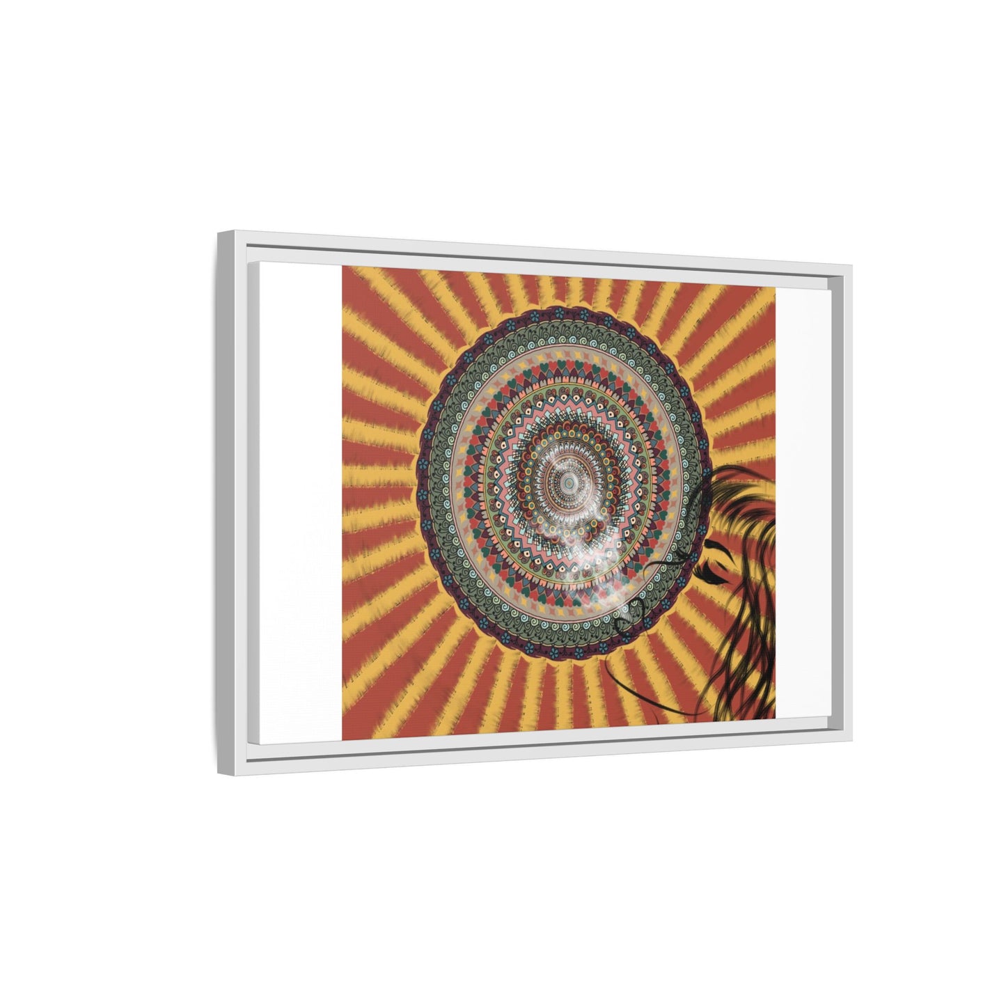 Psychedelic Mandala Sunburst Matte Canvas Framed