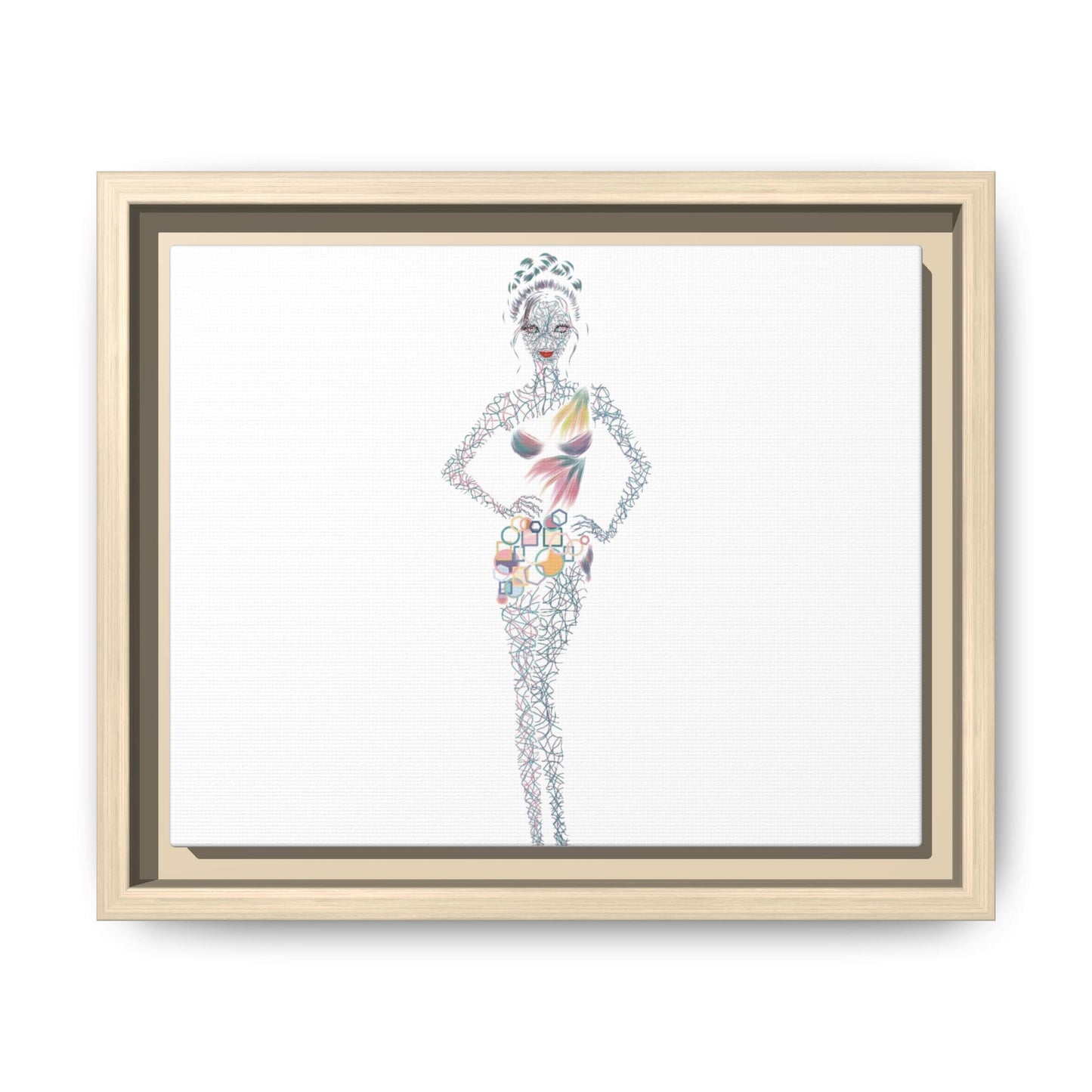 Framed Matte Canvas Art — Colorful Fashion Silhouette Print