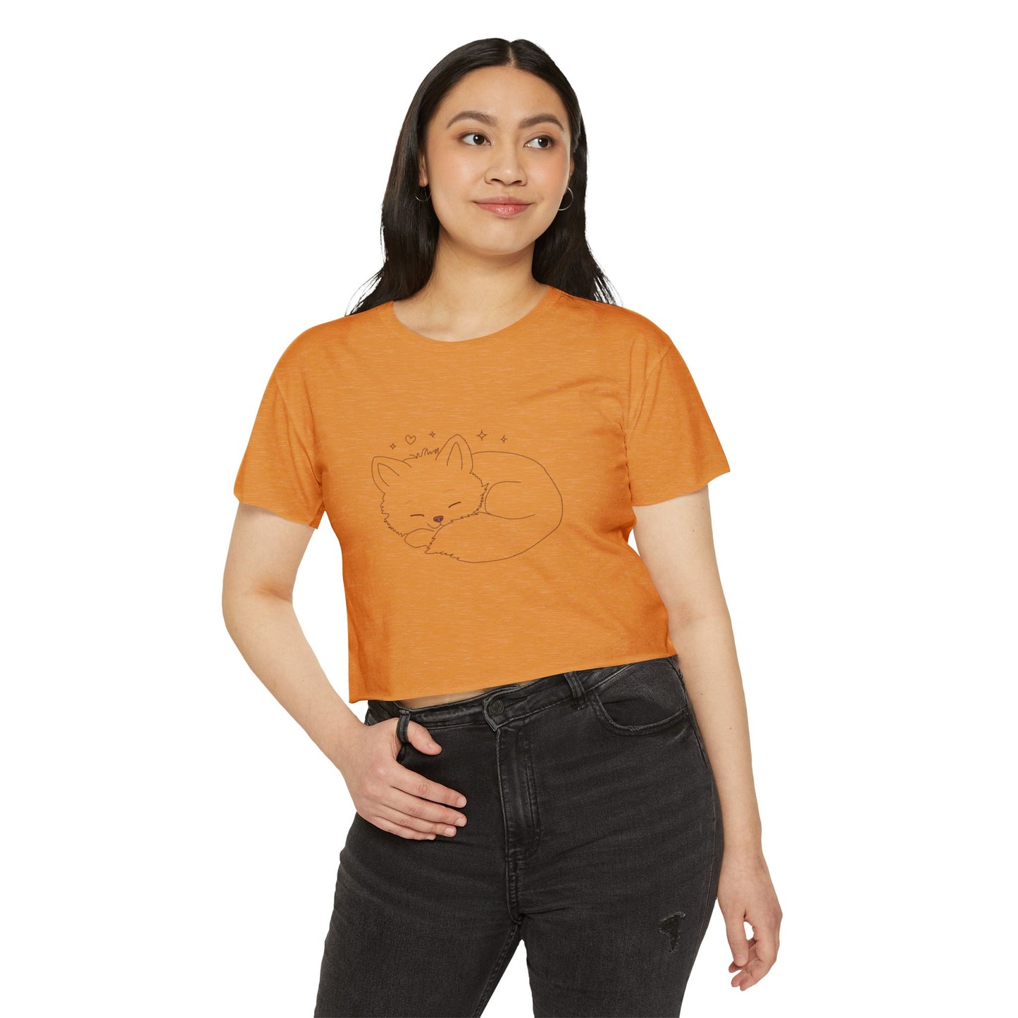 Cute Cat Crop Top — Pink Minimal Swirl Back Graphic