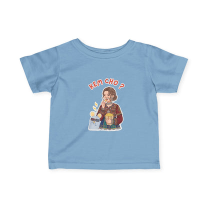 Infant Tee — "Kem Cho?" Gujarati Baby Shirt with Cute Mom & Kid Illustration
