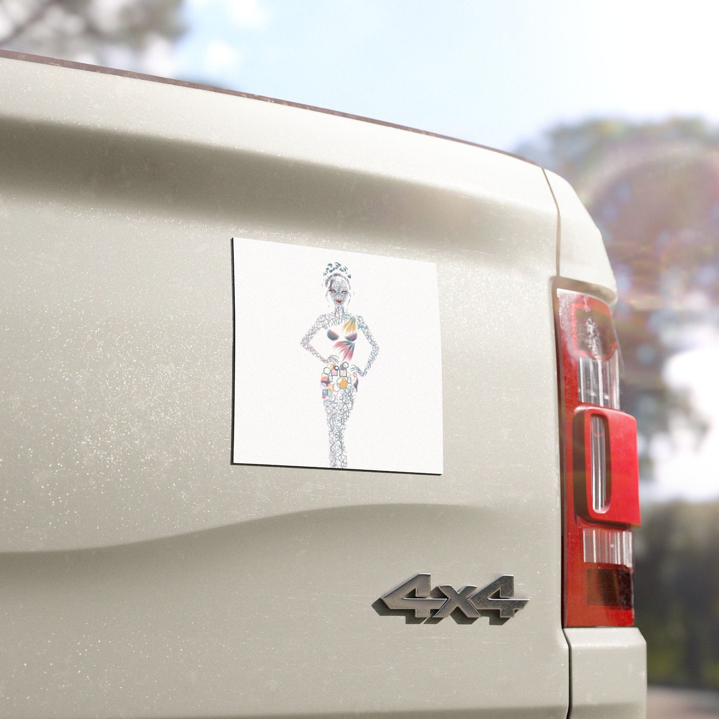 Fashion Silhouette Car Magnet — Colorful Abstract Dress Art