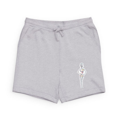 Black Fleece Shorts with Minimal Vintage Pin-Up Graphic