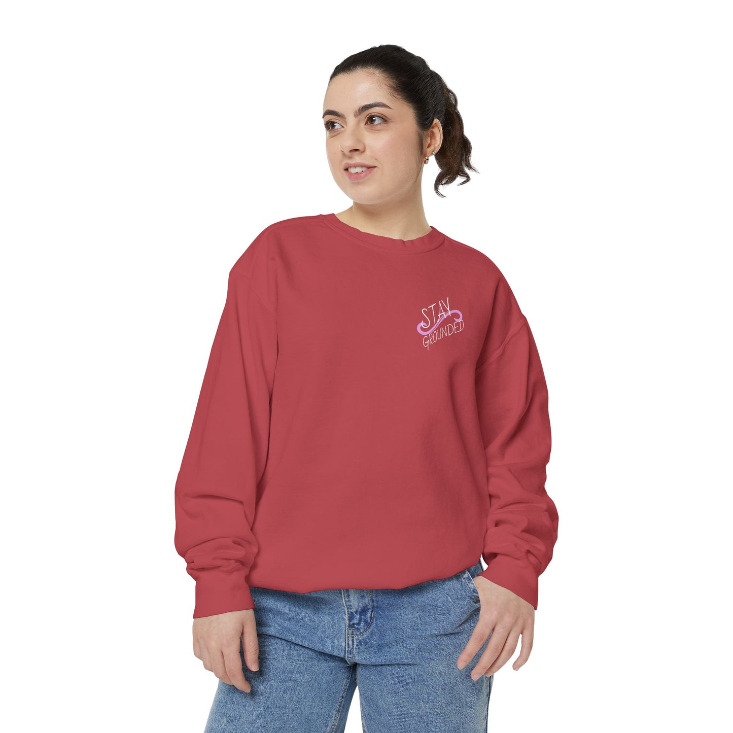 Stay Grounded Cute Cat  Sweatshirt — Women's Casual Crewneck