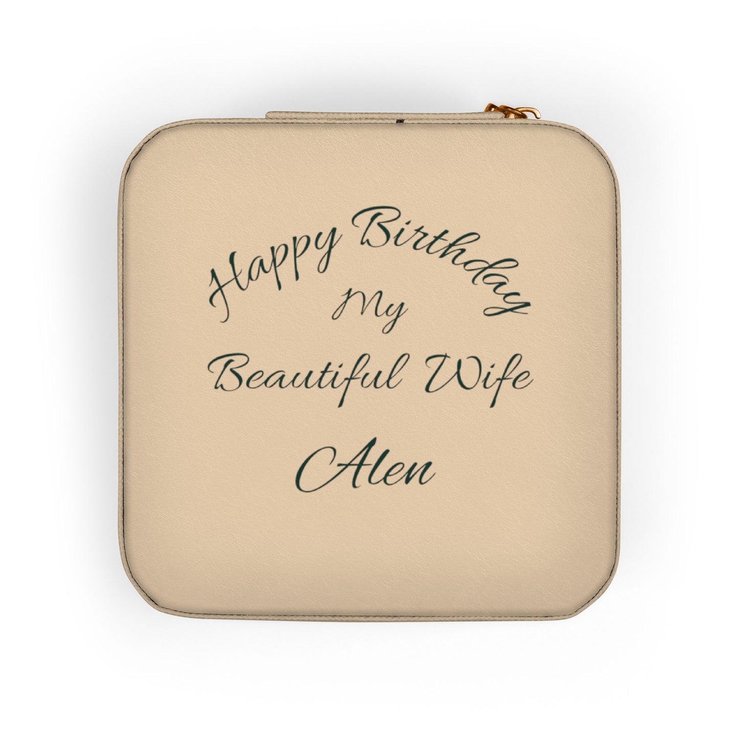 Personalized Travel Jewelry Case — “Happy Birthday My Beautiful Wife” Engraved Compact Organizer