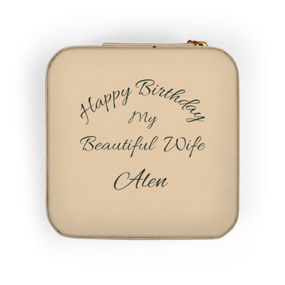 Personalized Travel Jewelry Case — “Happy Birthday My Beautiful Wife” Engraved Compact Organizer